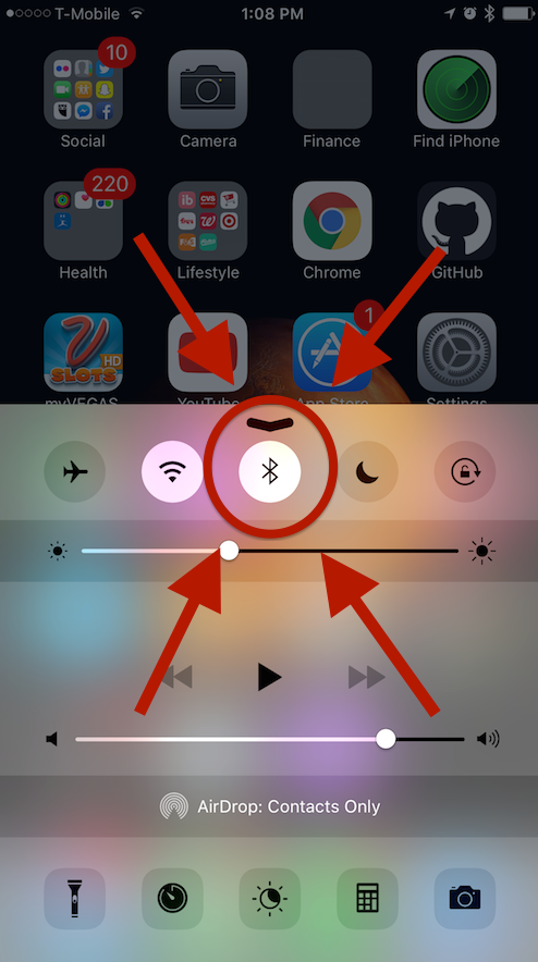 How to turn off bluetooth from iPhone Control Center