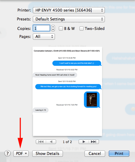 imessage on mac to pdf