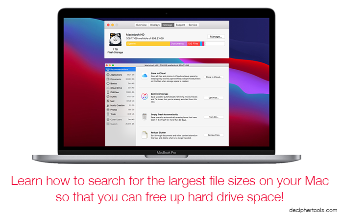 How to search for large files taking up space on your Mac computer.