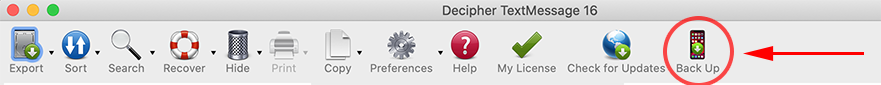 Make a text only iPhone backup via Decipher TextMessage.