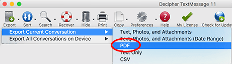 Export iPhone text messages as PDF