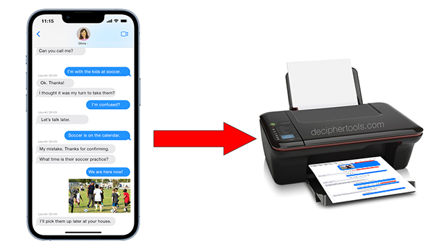 How-to guide for printing and exporting text messages and iMessages from iPhone.