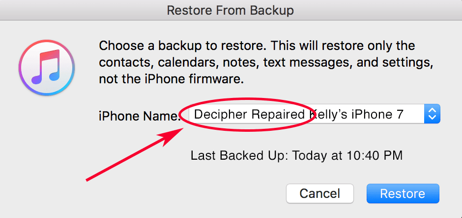 decipher backup repair scam