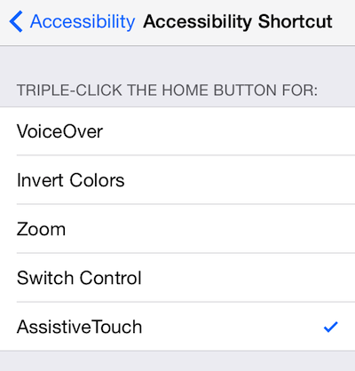 Turn on Accessibility Shortcut for Assistive Touch in the Settings app to turn the Assistive Touch button on and off on your screen.