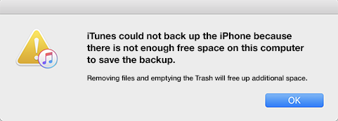 Not enough space on my computer to back up my iPhone. 