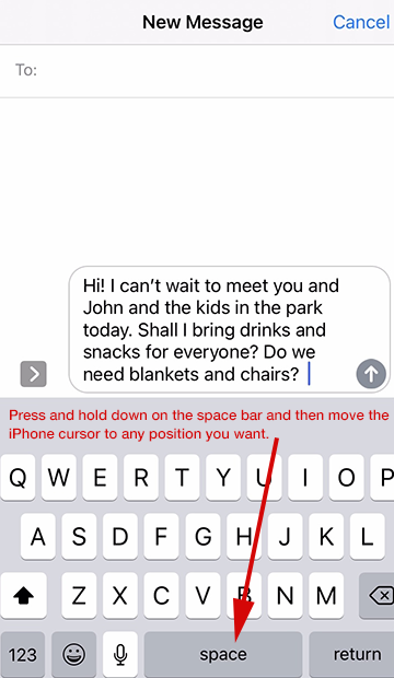 Place and move iPhone text cursor to any spot you want.  