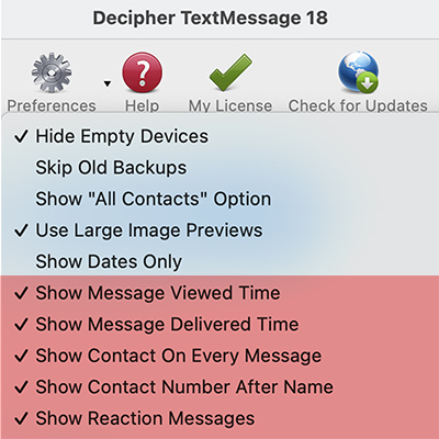 Preferences to include metadata on iPhone text message print outs for court, evidence or trial.