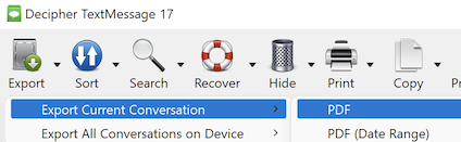 Choose "Export" and select "Current Conversation PDF."