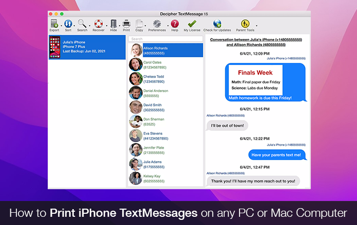 Learn how to print text messages from iPhone