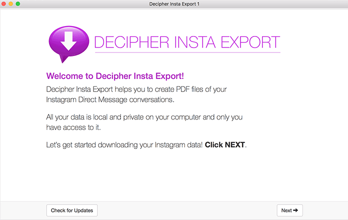 decipher insta export