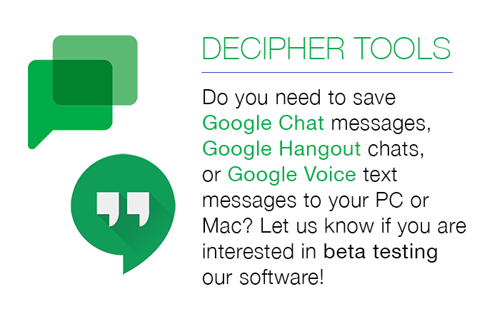 Save Google Chat messages, Google Hangout chats, or Google Voice text messages to computer.