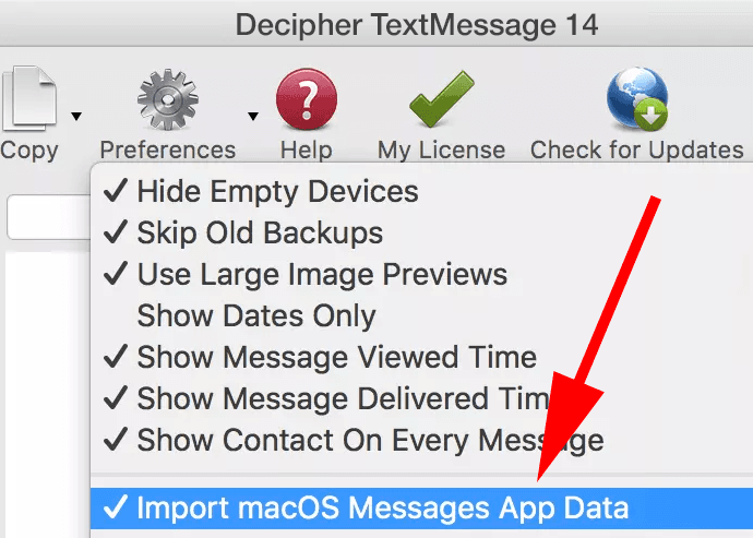 store mac text messages in different location