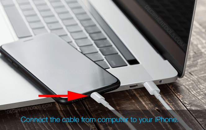 Photo showing how to connect your iPhone or iPad to your computer