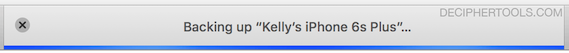 Progress bar of iTunes making an iPhone backup.