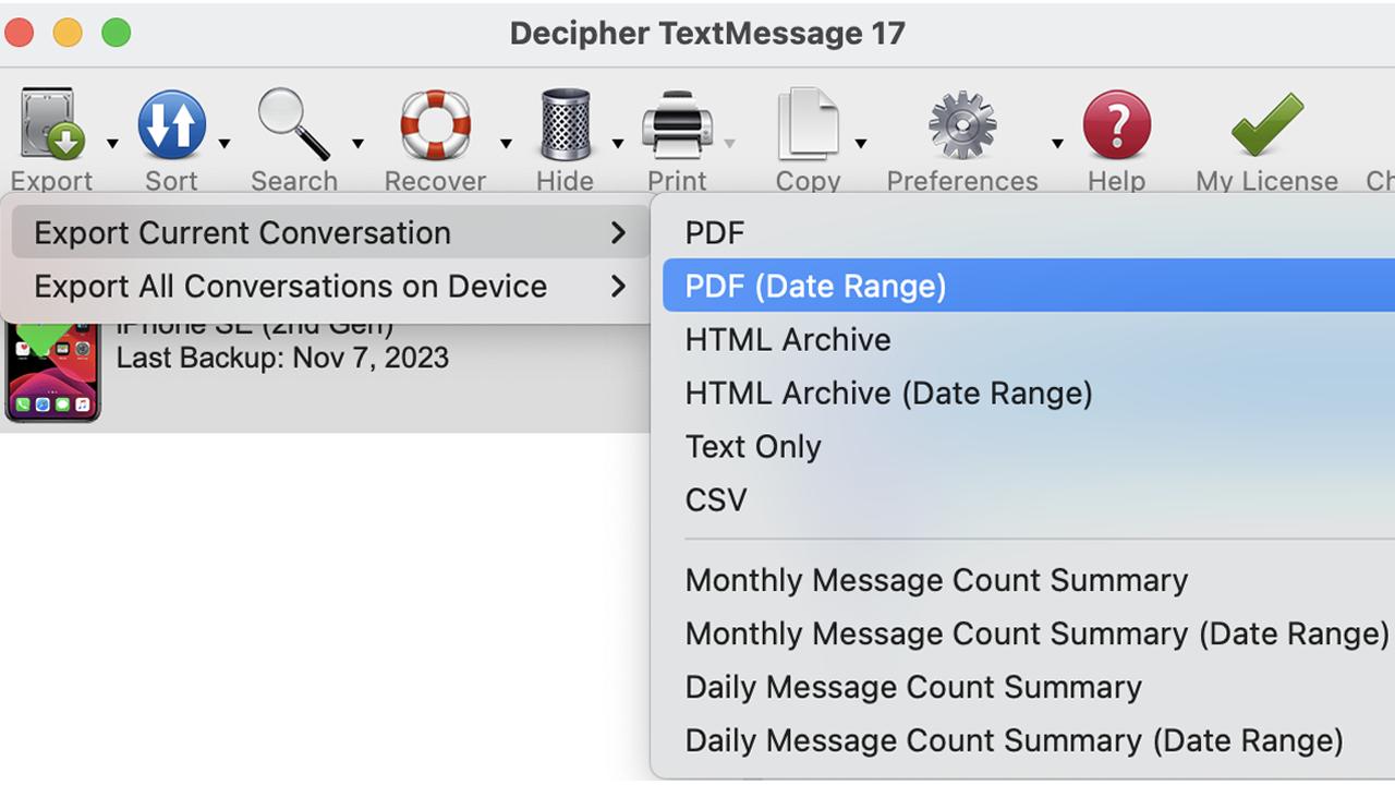 export text messages from iphone to mac