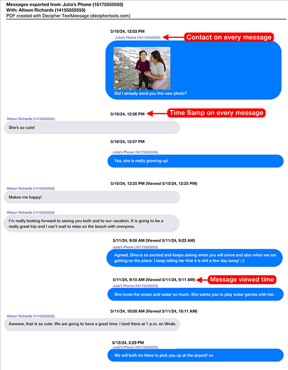 Example of a safe and secure way to print iPhone text messages to PDF