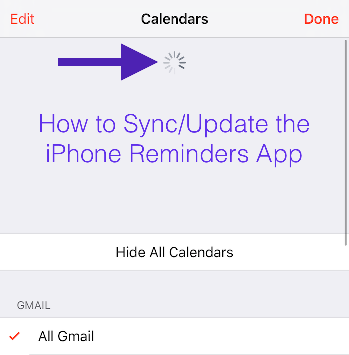Touch and drag down (aka pull down) to sync your Calendar accounts, which will update your iPhone Reminder app reminders.