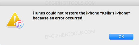 iTunes could not restore the iPhone because an error occurred.