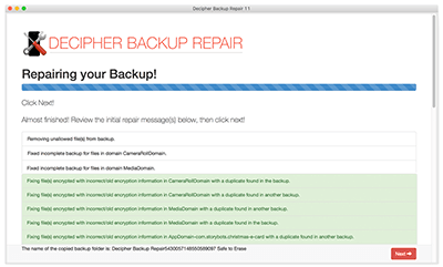 decipher backup repair license code list