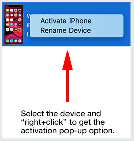 Right + click to activate a device.