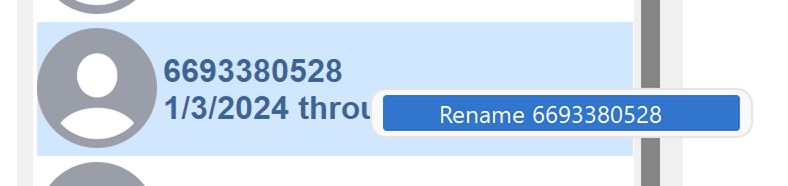 Right click on the contact in the center column and select "Rename."