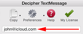 Search for messages from an email address in Decipher TextMessage.