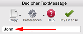 Enter a search term in Decipher TextMessage.