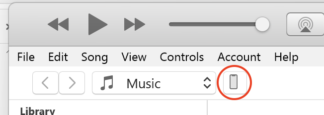 iPhone button in iTunes